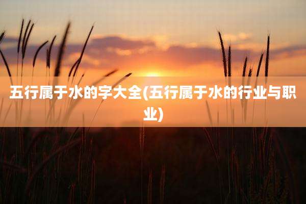 五行属于水的字大全(五行属于水的行业与职业)