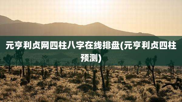 元亨利贞网四柱八字在线排盘(元亨利贞四柱预测)