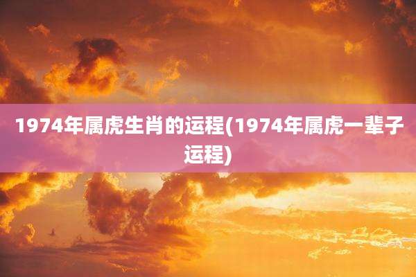 1974年属虎生肖的运程(1974年属虎一辈子运程)