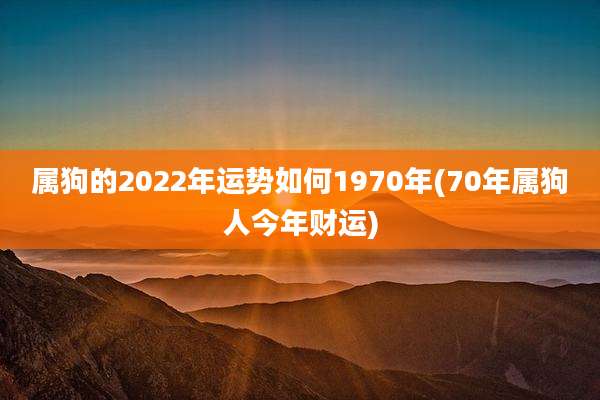 属狗的2022年运势如何1970年(70年属狗人今年财运)