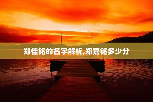 郑佳铭的名字解析,郑嘉铭多少分