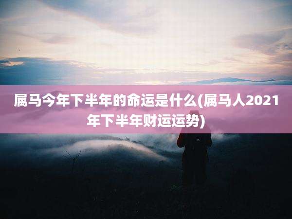 属马今年下半年的命运是什么(属马人2021年下半年财运运势)
