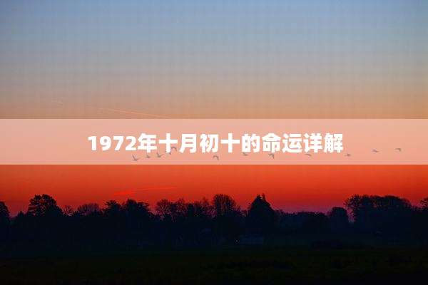 1972年十月初十的命运详解