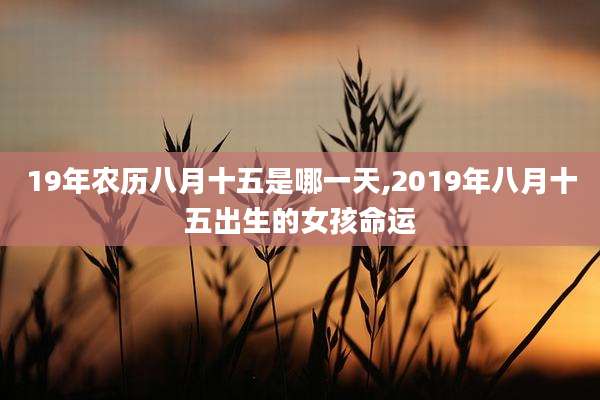 19年农历八月十五是哪一天,2019年八月十五出生的女孩命运