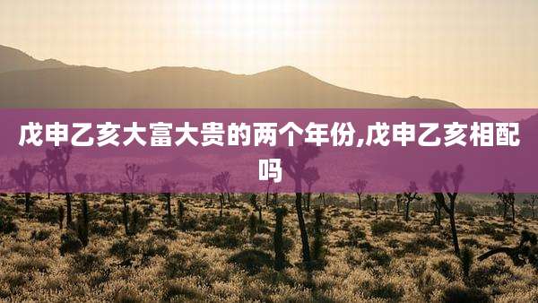 戊申乙亥大富大贵的两个年份,戊申乙亥相配吗