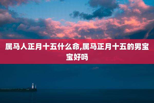 属马人正月十五什么命,属马正月十五的男宝宝好吗