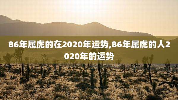 86年属虎的在2020年运势,86年属虎的人2020年的运势