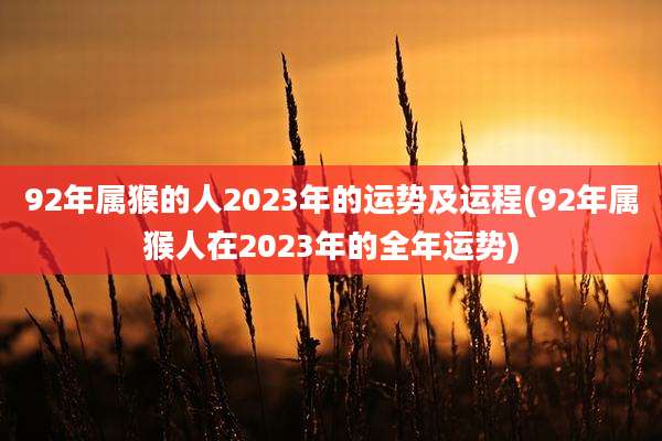 92年属猴的人2023年的运势及运程(92年属猴人在2023年的全年运势)