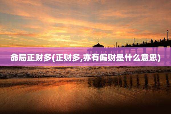 命局正财多(正财多,亦有偏财是什么意思)