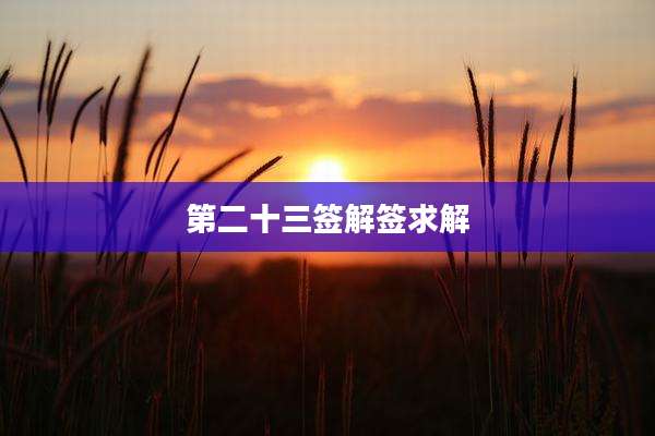 第二十三签解签求解