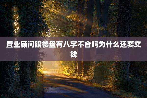 置业顾问跟楼盘有八字不合吗为什么还要交钱