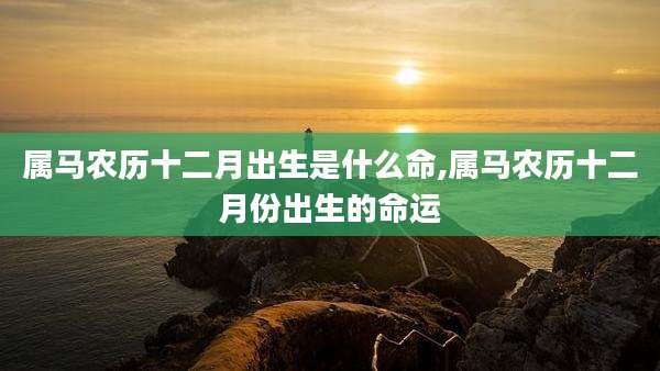属马农历十二月出生是什么命,属马农历十二月份出生的命运