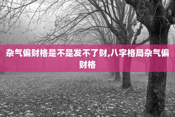 杂气偏财格是不是发不了财,八字格局杂气偏财格