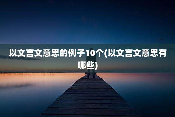 以文言文意思的例子10个(以文言文意思有哪些)