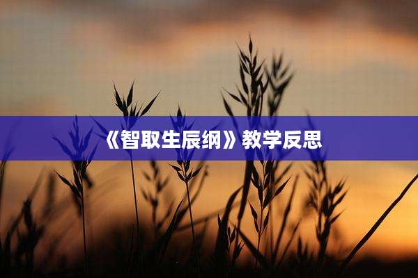 《智取生辰纲》教学反思