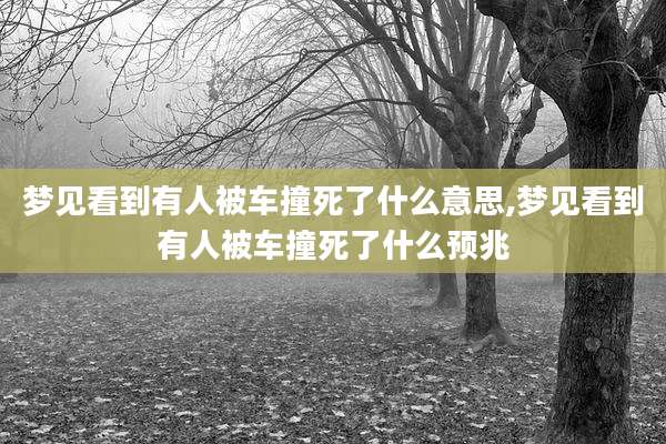 梦见看到有人被车撞死了什么意思,梦见看到有人被车撞死了什么预兆