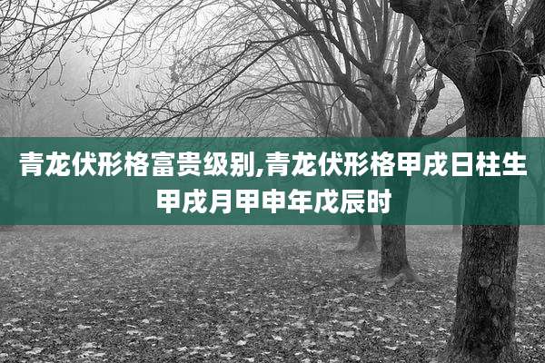 青龙伏形格富贵级别,青龙伏形格甲戌日柱生甲戌月甲申年戊辰时