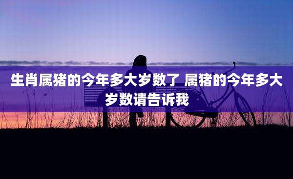 生肖属猪的今年多大岁数了 属猪的今年多大岁数请告诉我