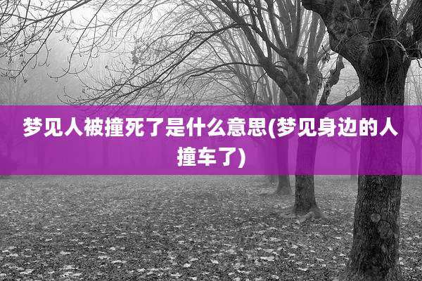 梦见人被撞死了是什么意思(梦见身边的人撞车了)