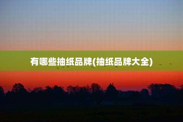 有哪些抽纸品牌(抽纸品牌大全)