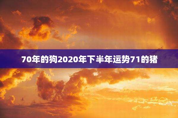 70年的狗2020年下半年运势71的猪