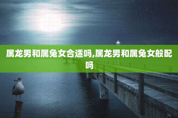 属龙男和属兔女合适吗,属龙男和属兔女般配吗