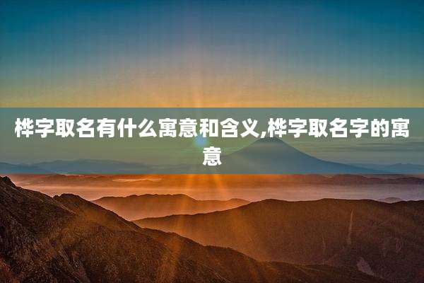 桦字取名有什么寓意和含义,桦字取名字的寓意