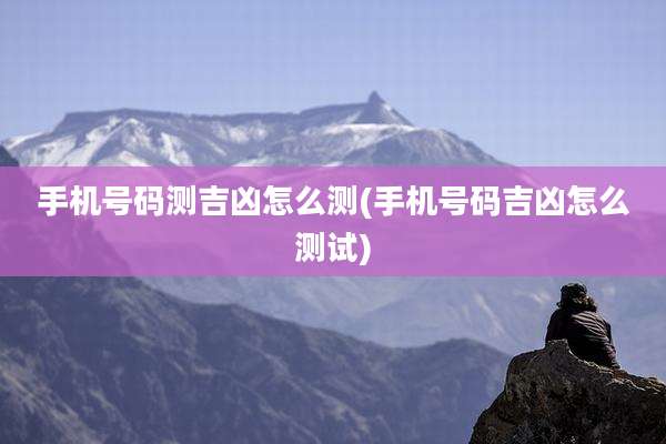 手机号码测吉凶怎么测(手机号码吉凶怎么测试)