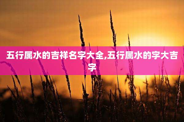 五行属水的吉祥名字大全,五行属水的字大吉字