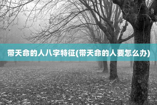 带天命的人八字特征(带天命的人要怎么办)