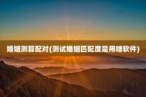 婚姻测算配对(测试婚姻匹配度是用啥软件)