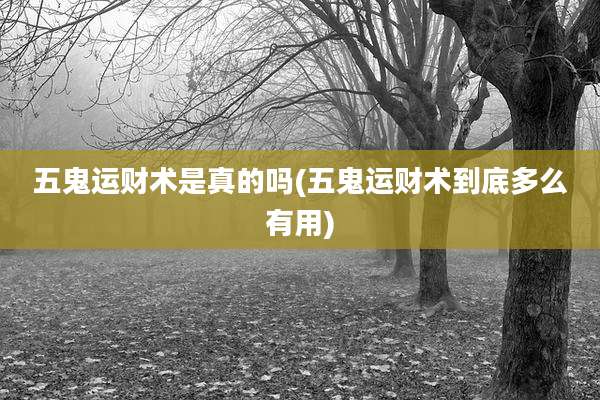 五鬼运财术是真的吗(五鬼运财术到底多么有用)