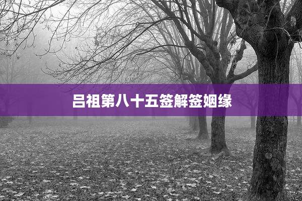 吕祖第八十五签解签姻缘