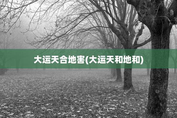 大运天合地害(大运天和地和)