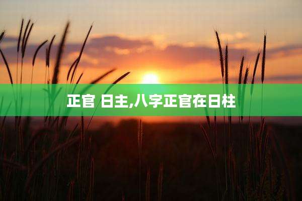 正官 日主,八字正官在日柱