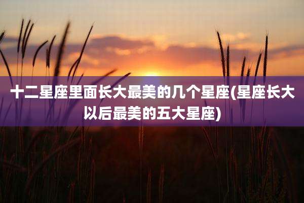 十二星座里面长大最美的几个星座(星座长大以后最美的五大星座)