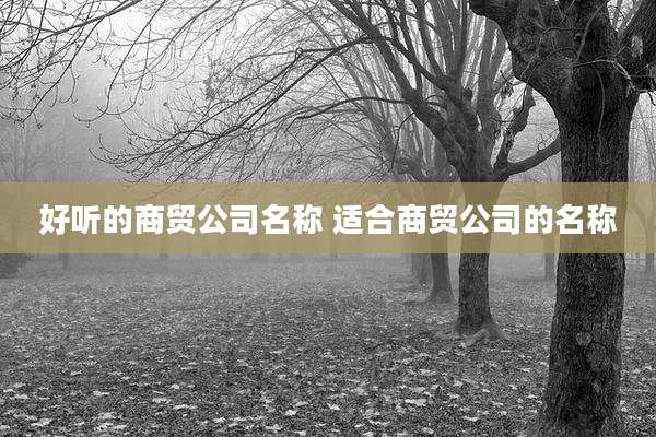 好听的商贸公司名称 适合商贸公司的名称