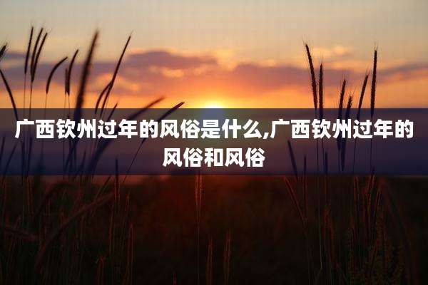 广西钦州过年的风俗是什么,广西钦州过年的风俗和风俗