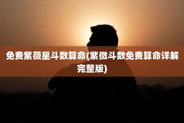 免费紫薇星斗数算命(紫微斗数免费算命详解完整版)