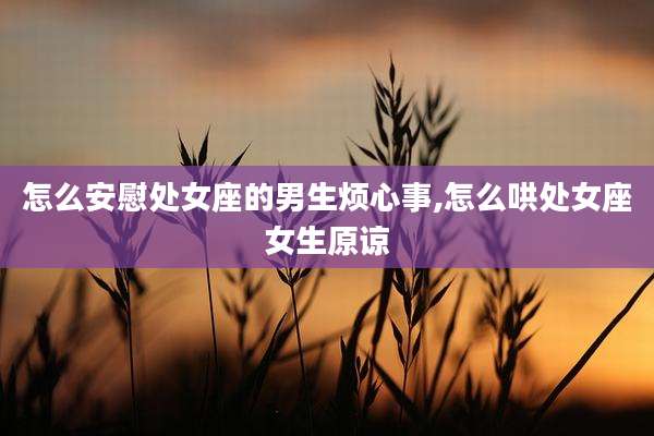 怎么安慰处女座的男生烦心事,怎么哄处女座女生原谅
