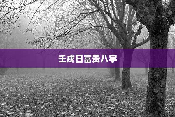 壬戌日富贵八字