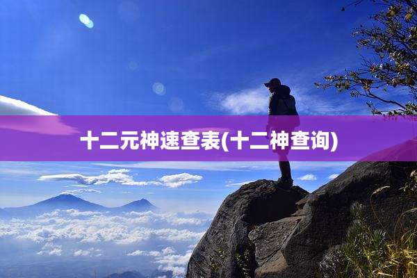 十二元神速查表(十二神查询)