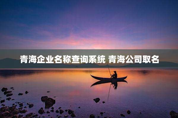 青海企业名称查询系统 青海公司取名