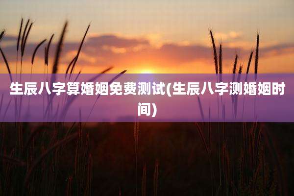 生辰八字算婚姻免费测试(生辰八字测婚姻时间)