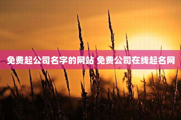 免费起公司名字的网站 免费公司在线起名网