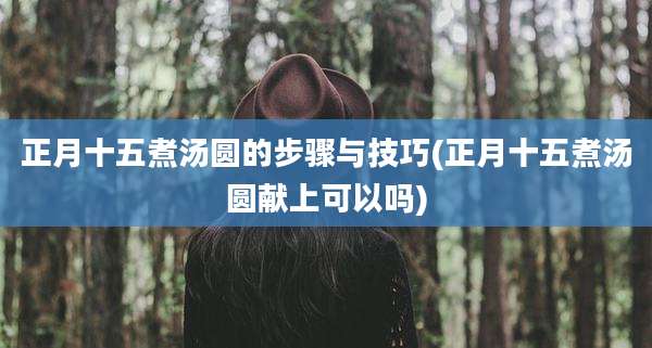正月十五煮汤圆的步骤与技巧(正月十五煮汤圆献上可以吗)