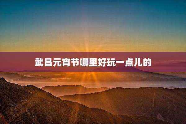武昌元宵节哪里好玩一点儿的