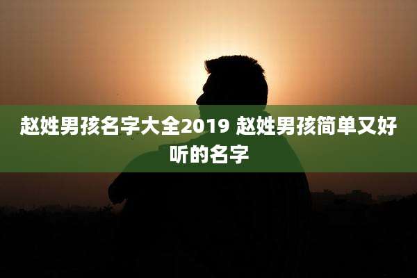 赵姓男孩名字大全2019 赵姓男孩简单又好听的名字