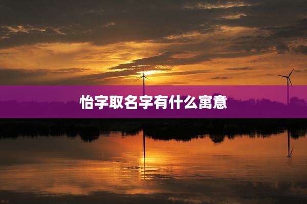 怡字取名字有什么寓意