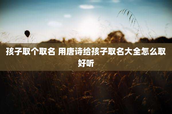 孩子取个取名 用唐诗给孩子取名大全怎么取好听